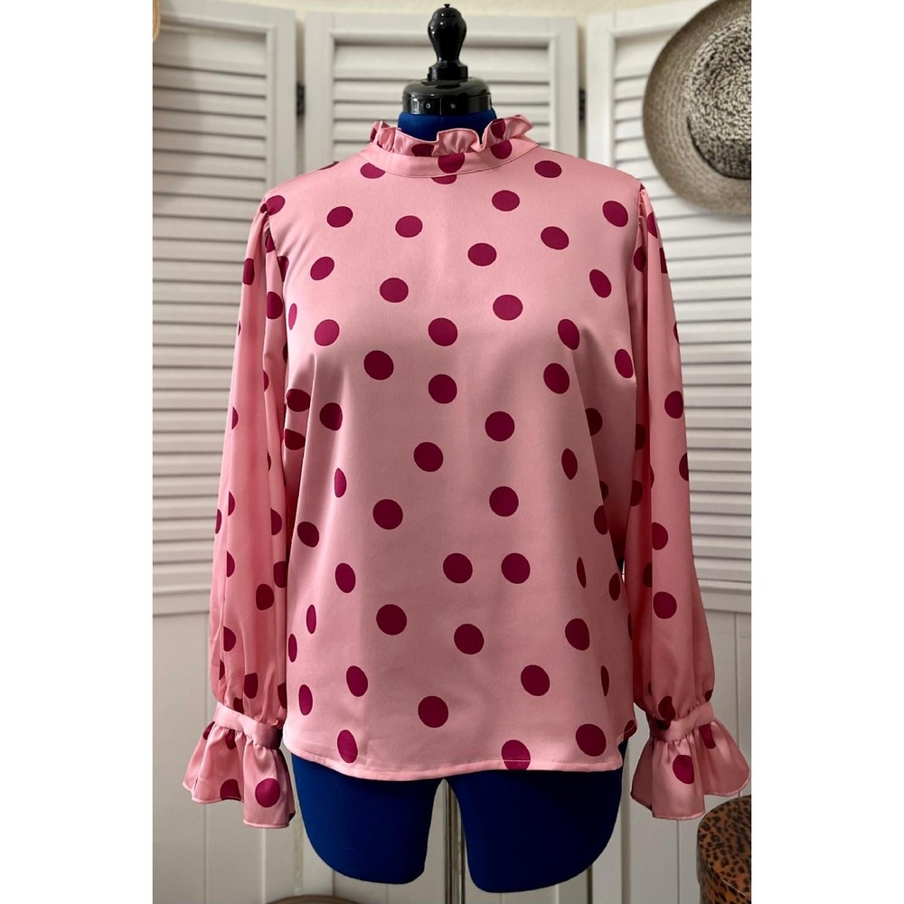 Eloquii Multicolored Ruffled Blouse with Bishop Sleeves